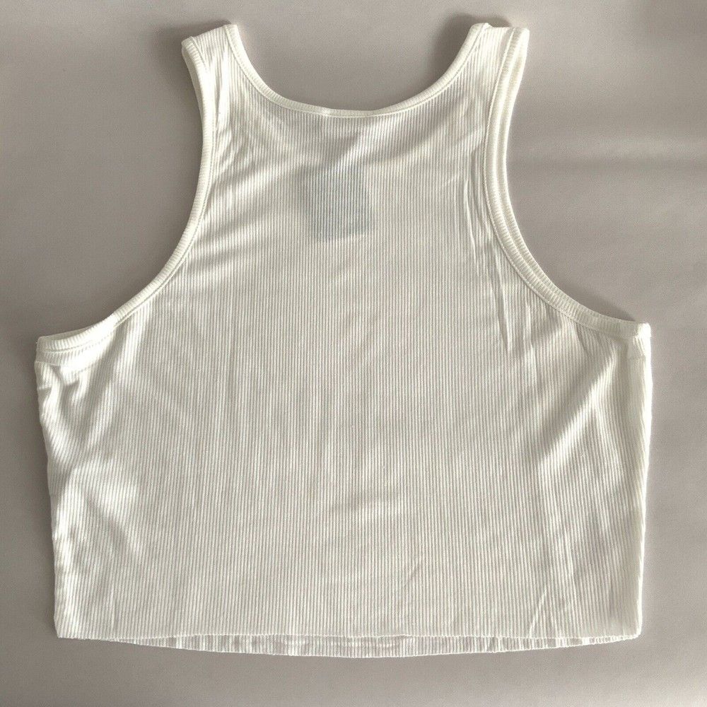 Free People Ribbed Crop White High Neck Sleeveless L - Picture 5 of 9